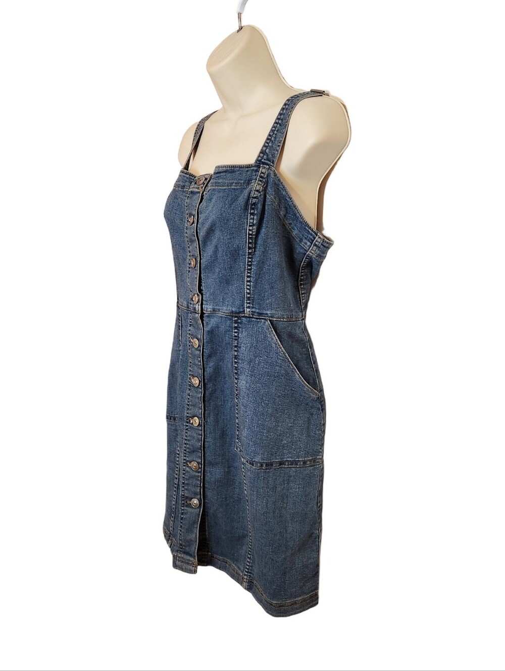 H&M Divided Denim Jumper Pinafore Dress Medium - Picture 3 of 10